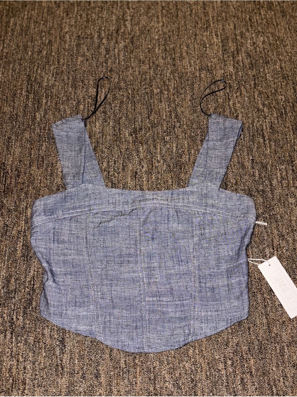 Sienna Sky Blue Linen Blend Crop Top Medium